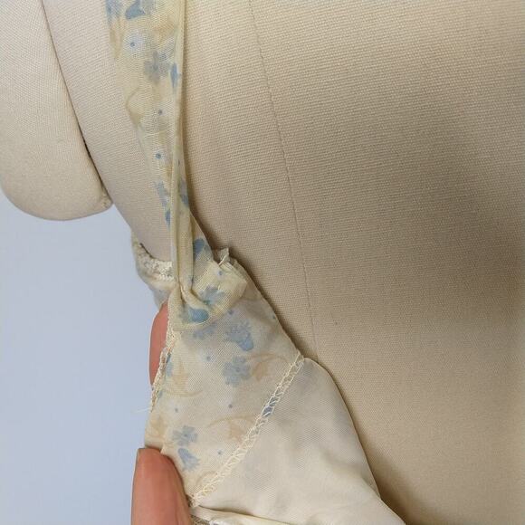 Gunne Sax Vintage 70s Floral Maxi Dress Size 13 M Prairie Calico Ivory Lace - Picture 9 of 10